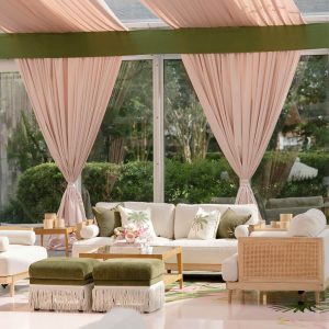Green Tassel Ottomans