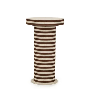 Lyra Natural Striped Cotton Jute Contract-Grade Side Table