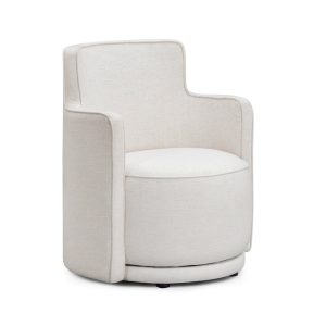 Passe Cream Upcycled Performance Linen Swivel Accent Chair